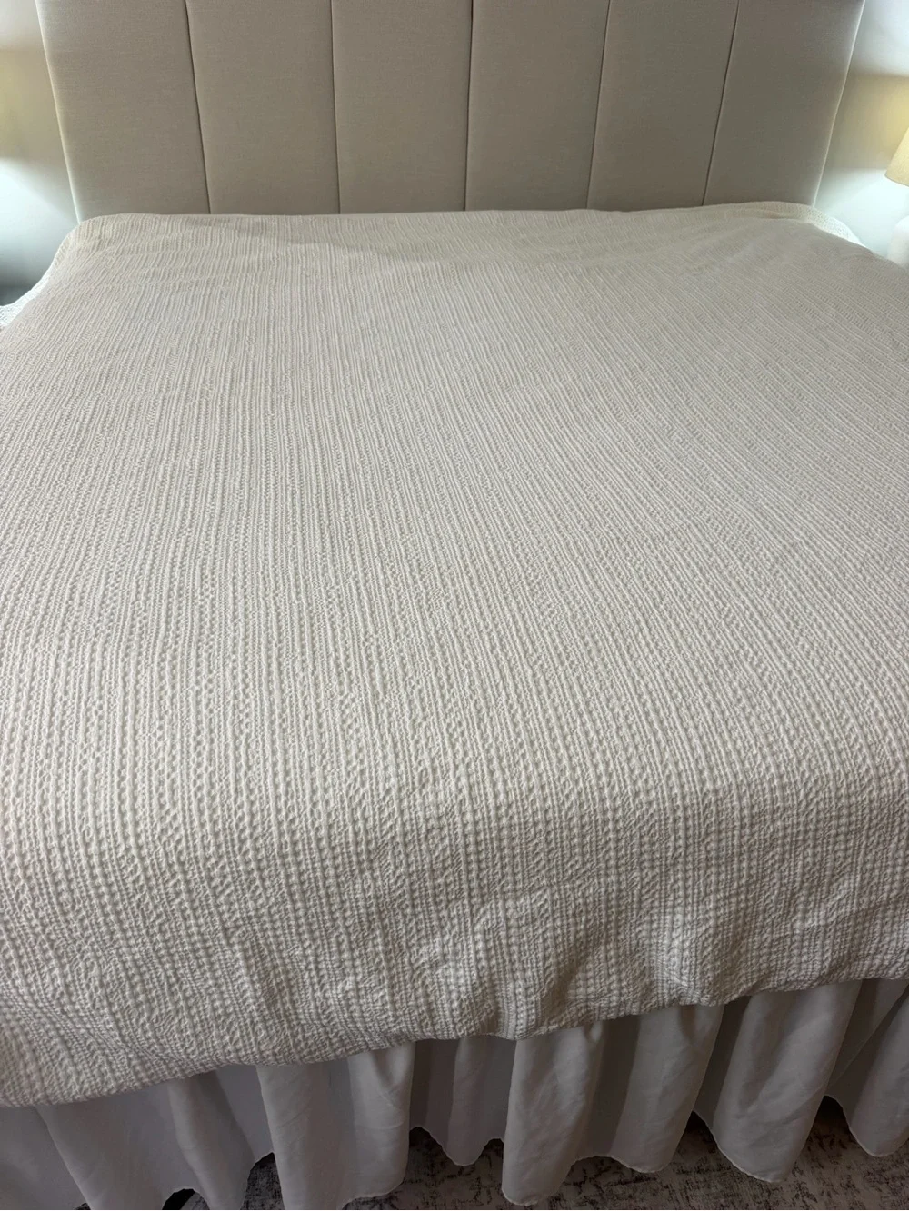 Pottery Barn White King Honeycomb Cotton Duvet Cover